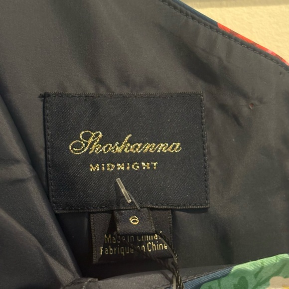 NWT Shoshanna Midnight Edina Floral Pleated One-Shoulder Midi-Dress Size 6 - Picture 9 of 9